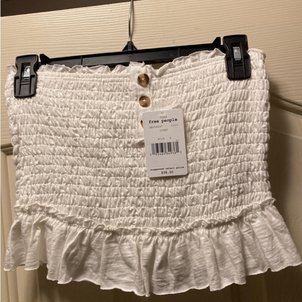 NWT Free People white ruffle tube top